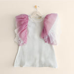 Ruffle pink and white blouse