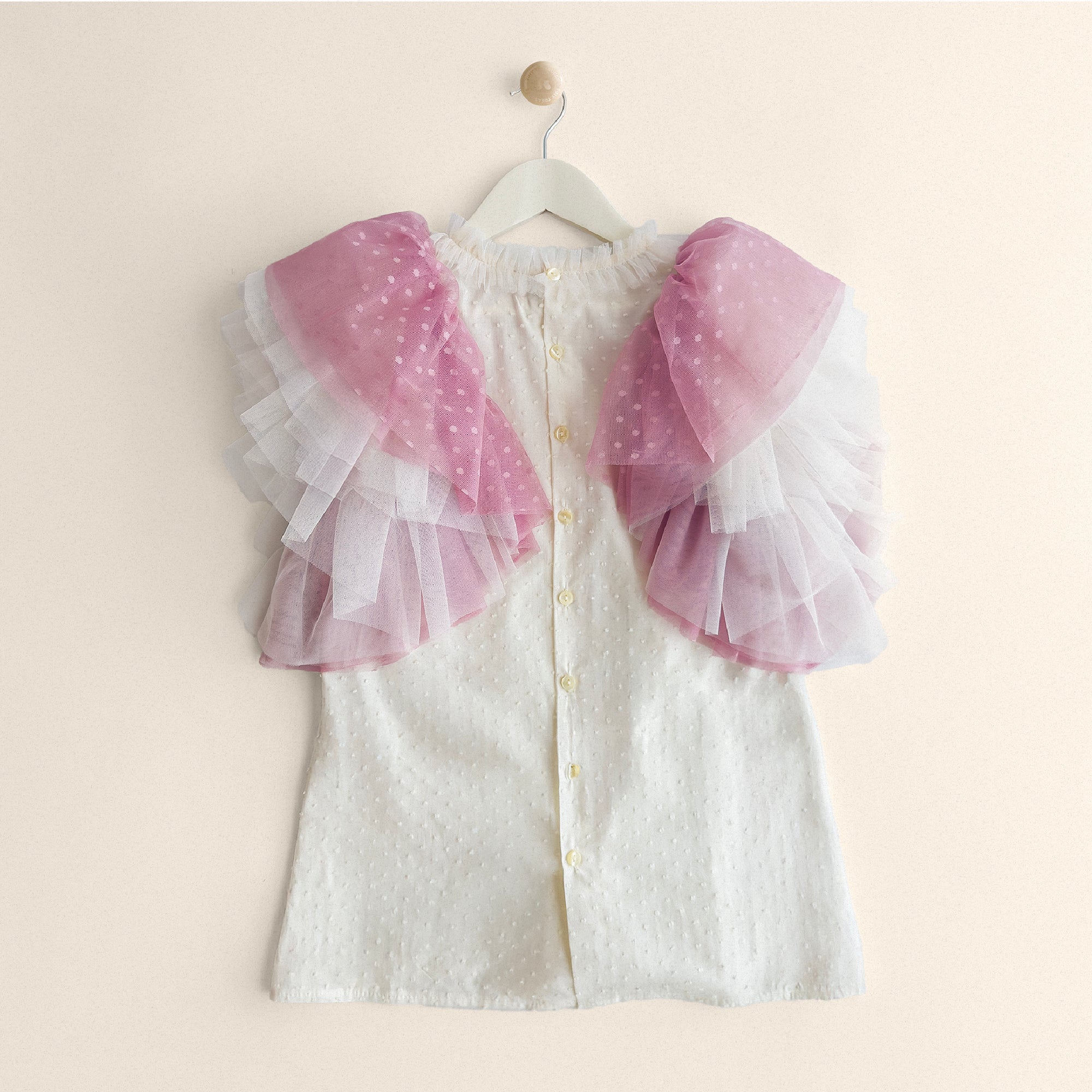 Ruffle pink and white blouse