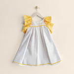 Ruffle-yellow & white Midi Dress