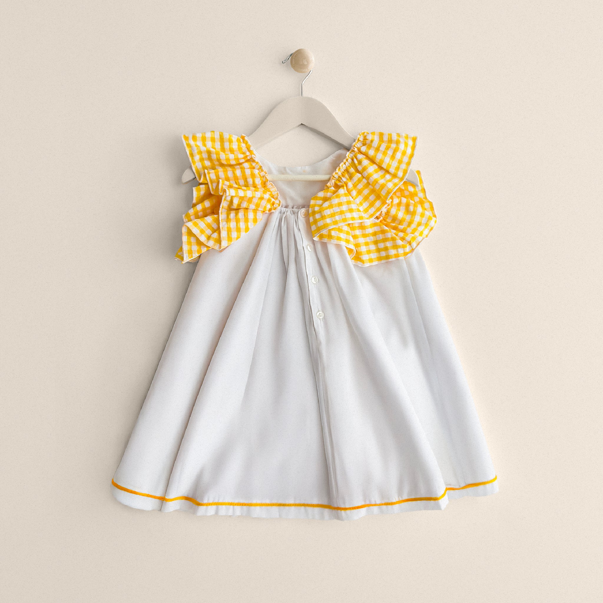 Ruffle-yellow & white Midi Dress