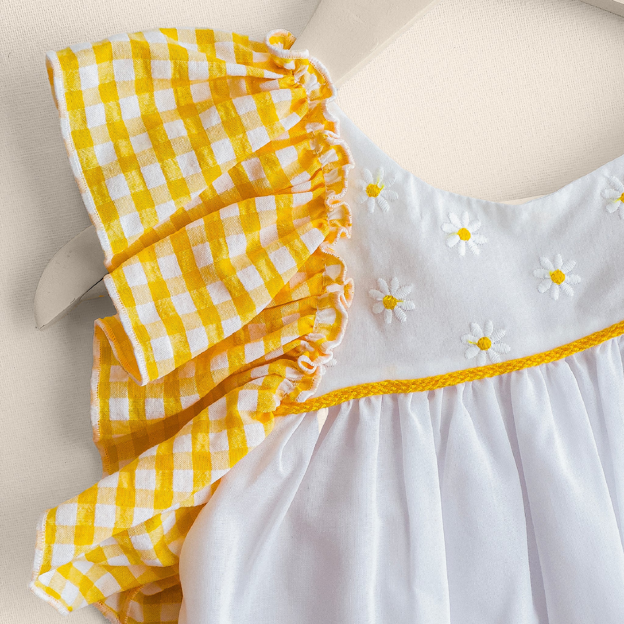 Ruffle-yellow & white Midi Dress