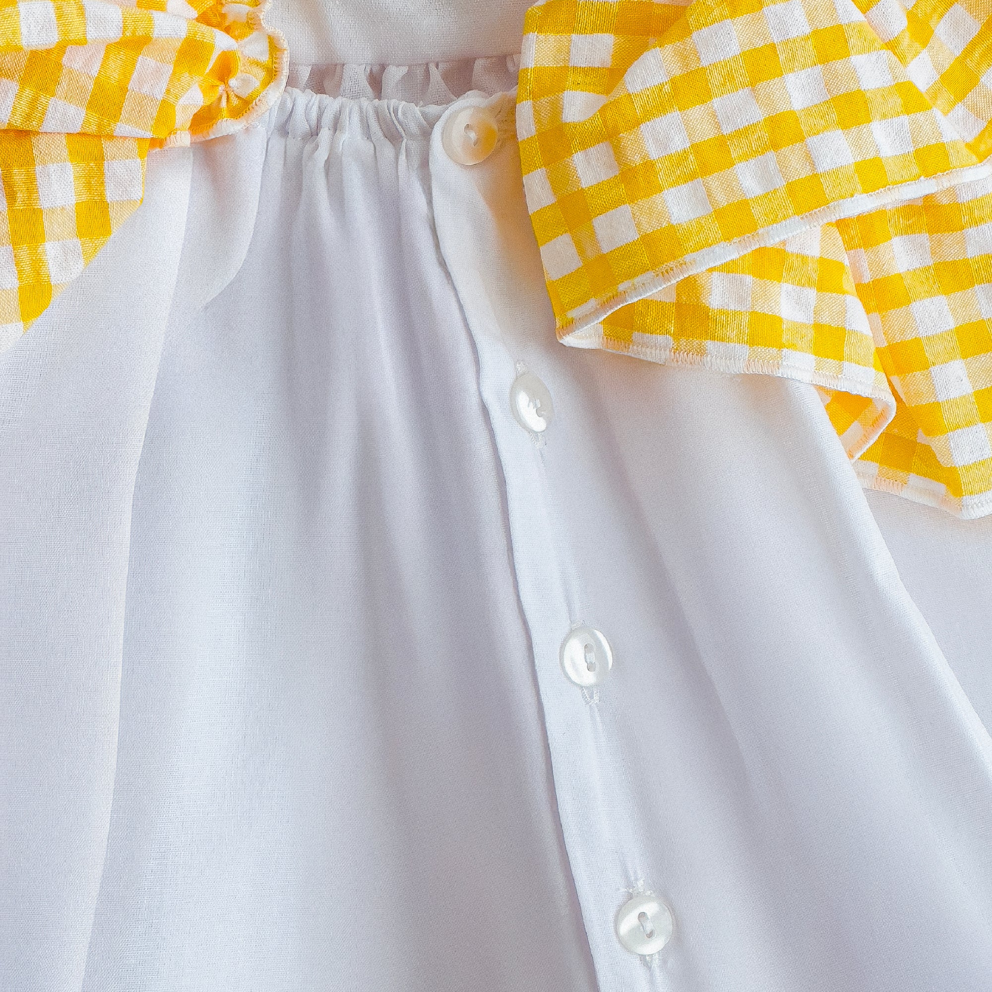 Ruffle-yellow & white Midi Dress