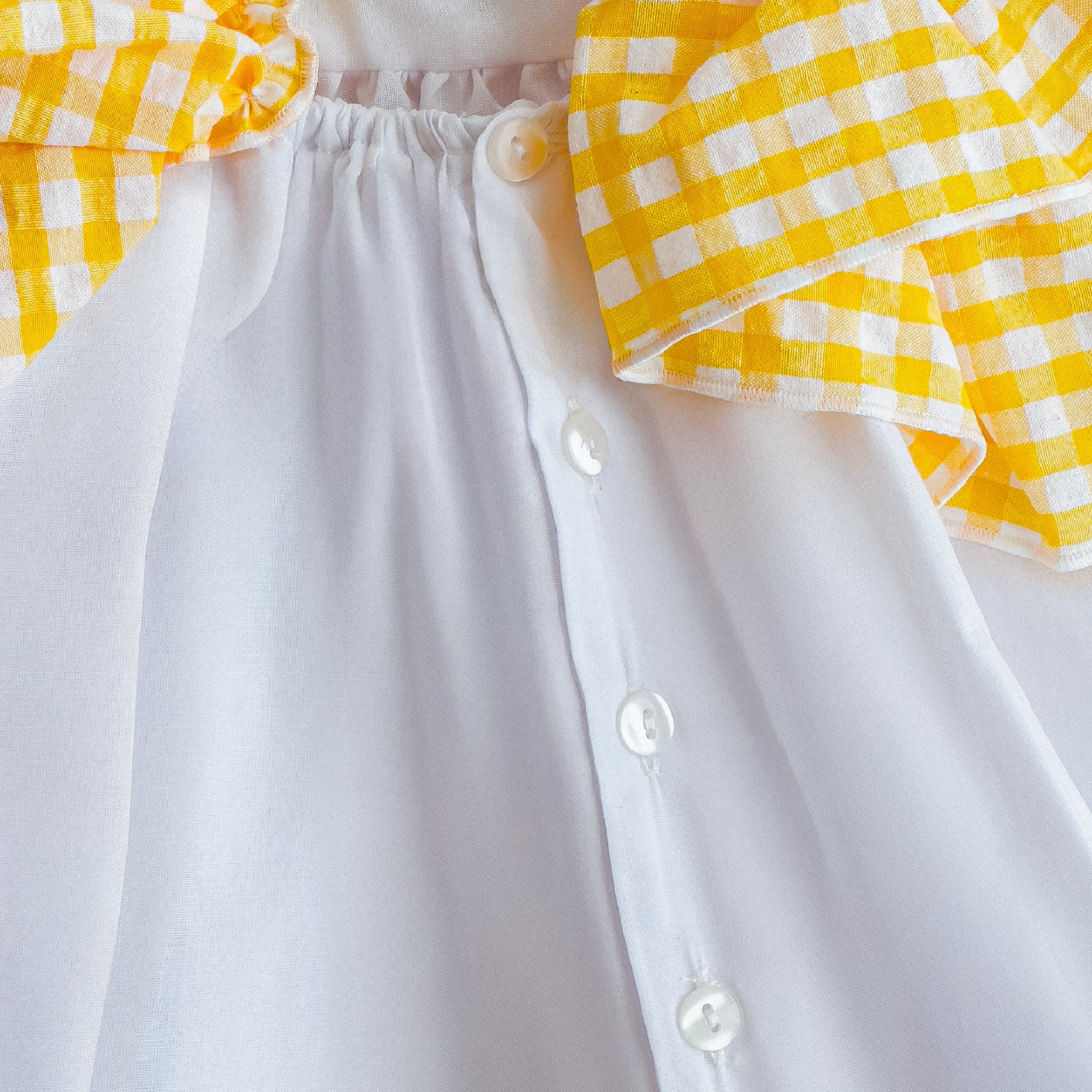 Ruffle-yellow & white Midi Dress
